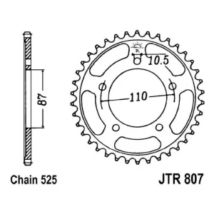 Řetězová rozeta JT JTR 807-45 45 zubů, 525 JTR807.45 727.61.81 Luxusní