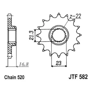 Řetězové kolečko JT JTF 582-16RB 16 zubů, 520 pogumované JTF582.16RB 726.28.84 Nová Kolekce