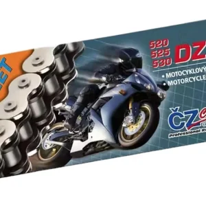 CZ hnací řetěz 525 DZX (124 článků) ACTIVE RING (X-RING) chrom do 1000 ccm (40,0 KN) + spojka Nejlepší Volba