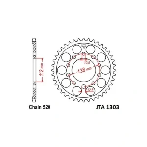 Hliníková řetězová rozeta JT JTA 1303-48 48 zubů, 520 JTA1303.48 poslední kus za tuto cenu Jen Po Omezenou Doba