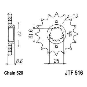 Dokud Zásoby Vydrží Řetězové kolečko JT JTF 516-15 15 zubů, 520 JTF516.15 726.28.19