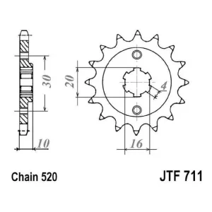 Profesionální Řetězové kolečko JT JTF 711-14 14 zubů, 520 JTF711.14 726.05.99