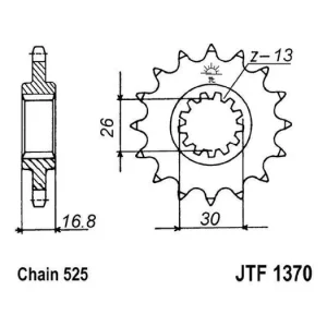 Řetězové kolečko JT JTF 1370-16RB 16 zubů, 525 JTF1370.16RB 726.12.58 Výhodná Nabídka
