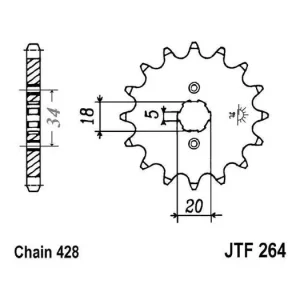 Novinka Řetězové kolečko JT JTF 264-17 17 zubů, 428 JTF264.17 726.09.53