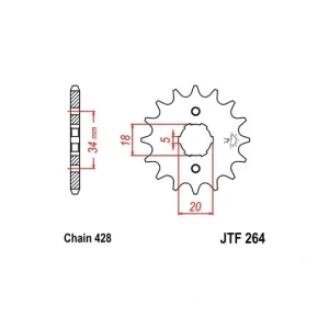 Řetězové kolečko JT JTF 264-15 15 zubů, 428 JTF264.15 726.15.97 Cenová Bomba