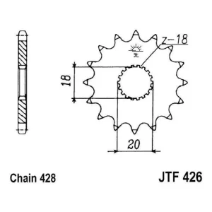 Řetězové kolečko JT JTF 426-14 14 zubů, 428 JTF426.14 726.15.30 Doprava Zdarma