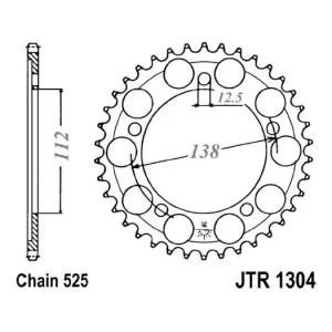 Pouze Dnes Řetězová rozeta JT JTR 1304-43 43 zubů, 525 JTR1304.43 727.58.60