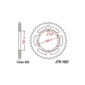 Řetězová rozeta JT JTR 1067-52 52 zubů, 428 JTR1067.52 727.11.90 Must-Have