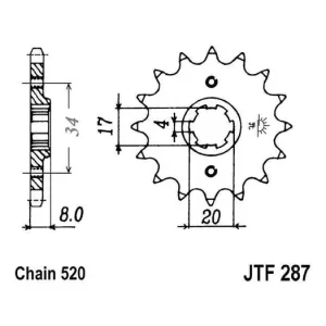 Řetězové kolečko JT JTF 287-14 14 zubů, 520 JTF287.14 726.20.66 Kup Teď