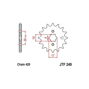 Řetězové kolečko JT JTF 249-16 16 zubů, 420 JTF249.16 726.249-16 Profesionální