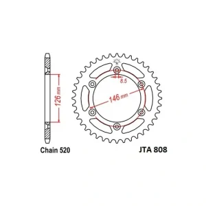 Akce Hliníková řetězová rozeta JT JTA 808-50 50 zubů, 520 JTA808.50 728.808-50