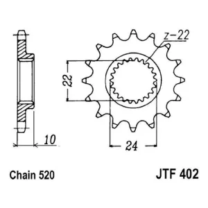 Hit Sezóny Řetězové kolečko JT JTF 402-16RB 16 zubů, 520 pogumované JTF402.16RB 726.30.23