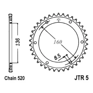 Řetězová rozeta JT JTR 5-47 47 zubů, 520 JTR5.47 727.49.13 Profesionální