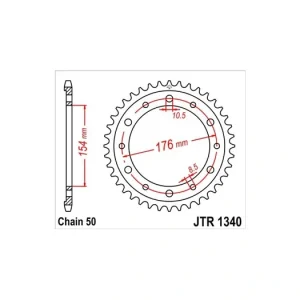Akce Řetězová rozeta JT JTR 1340-43 43 zubů, 530 JTR1340.43 727.09.78
