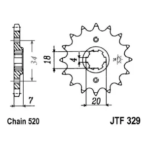 Řetězové kolečko JT JTF 329-13 13 zubů, 520 JTF329.13 726.25.95 Hromadná Objednávka