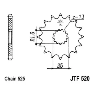 Řetězové kolečko JT JTF 520-14RB 14 zubů, 525 pogumované JTF520.14RB 726.02.76 Dokud Zásoby Vydrží