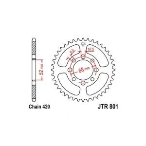 Řetězová rozeta JT JTR 801-42 42 zubů, 420 JTR801.42 727.801-42 Velkoobchod