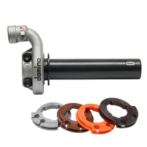 DOMINO plynová rukojeť kompletní OFF ROAD KTM/HUSQVARNA/GASGAS 4T (barva stříbrná pouzdro/skříň) bez řazení (gripy) Originální