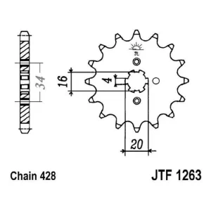 Řetězové kolečko JT JTF 1263-14 14 zubů, 428 JTF1263.14 726.31.63 Aktuální