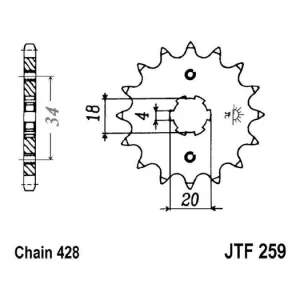 Řetězové kolečko JT JTF 259-16 16 zubů, 428 JTF259.16 726.33.87 Autentický