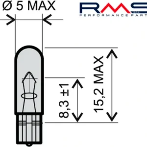 Žárovka RMS 246510275 12V 2,3W, T5 bílá RMS.246510275 Profesionální