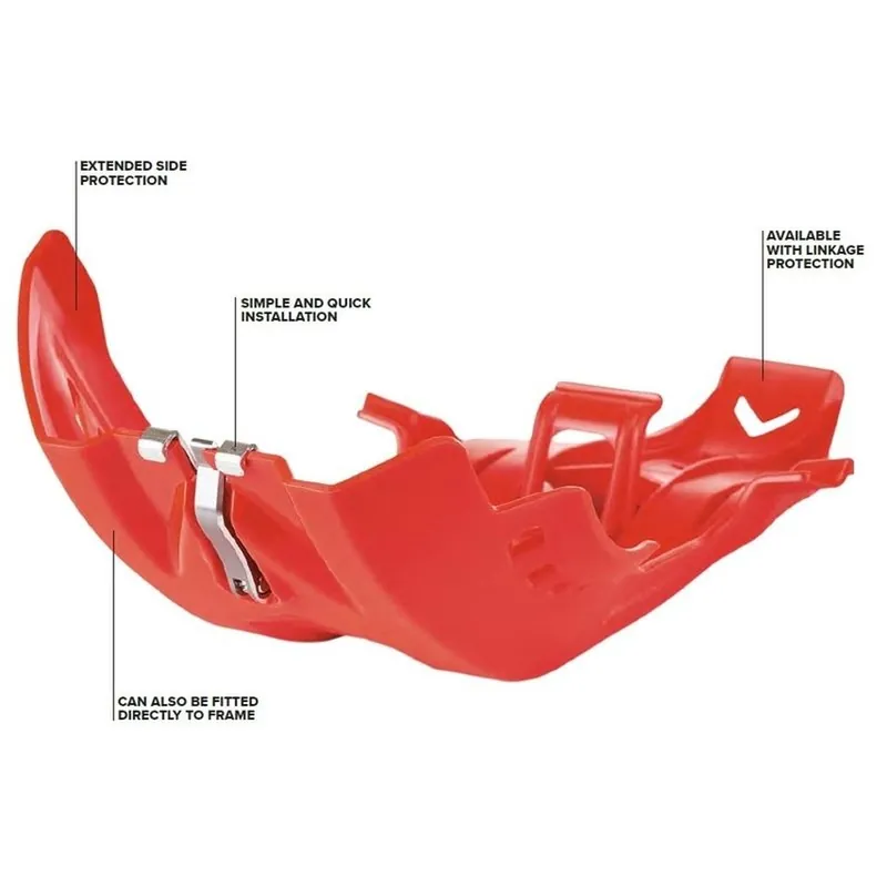 POLISPORT kryt motoru FORTRESS SKID PLATE s krytem PRO-kabel KTM SX-F 250/350 16-22; SXF 450 19-22; HUSQVARNA FC 250/350 16-22 FE 250/350 17-23, FE 450 20-23; FC 450 10-22; GAS GAS MC-F/EF-C 250/300 21-23 barva červená Nejlepší Volba