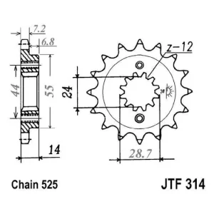Vrácení Zdarma Řetězové kolečko JT JTF 314-16RB 16 zubů, 525 pogumované JTF314.16RB 726.00.86