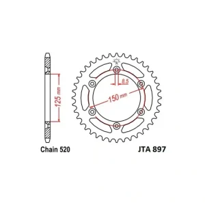 Moderní Hliníková řetězová rozeta JT JTA 897-48 48 zubů, 520 JTA897.48 728.897-48