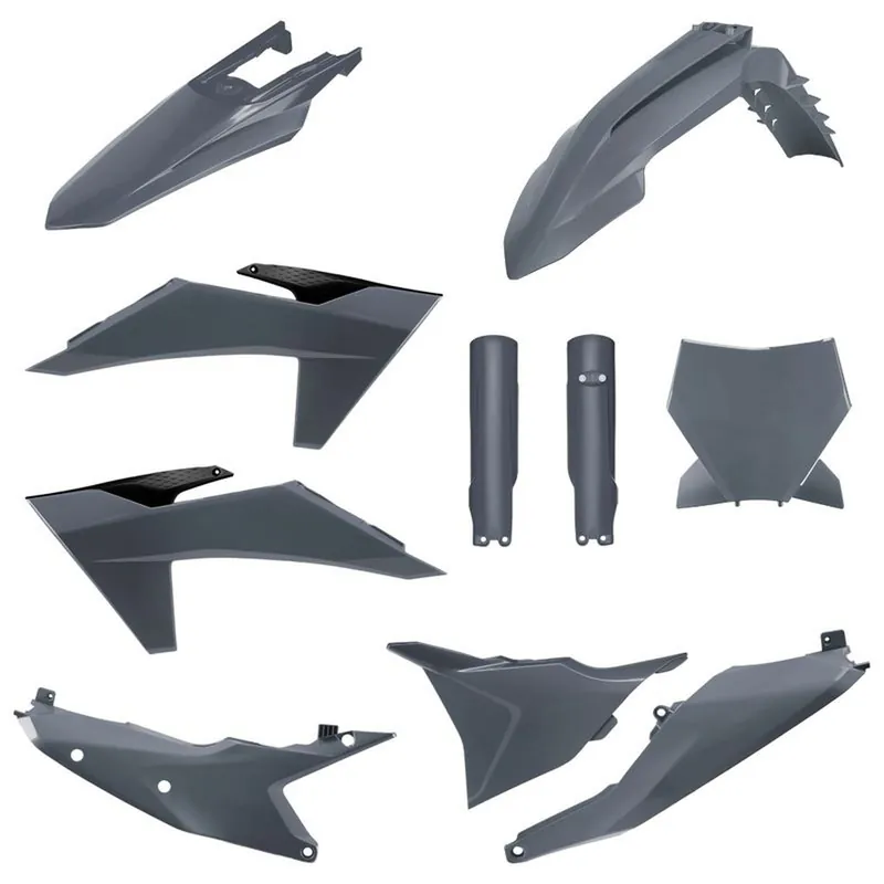Speciální Cena POLISPORT kompletní sada plastů (FULL KIT) KTM SX/SX-F/XC/XC-F 23-24 v sadě tabulka přední (8672000004) a kryty tlumičů (8352500003) barva šedá (N-GRAY)