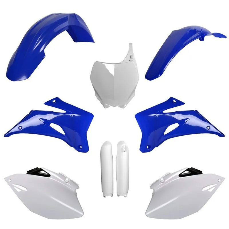 POLISPORT kompletní sada plastů (FULL KIT) YAMAHA YZ 250F 08-09; YZ 450F 08-09 v sadě tabulka přední (8658100001) i kryty tlumičů (8351400001) barva světle modrá bílá OEM Autentický