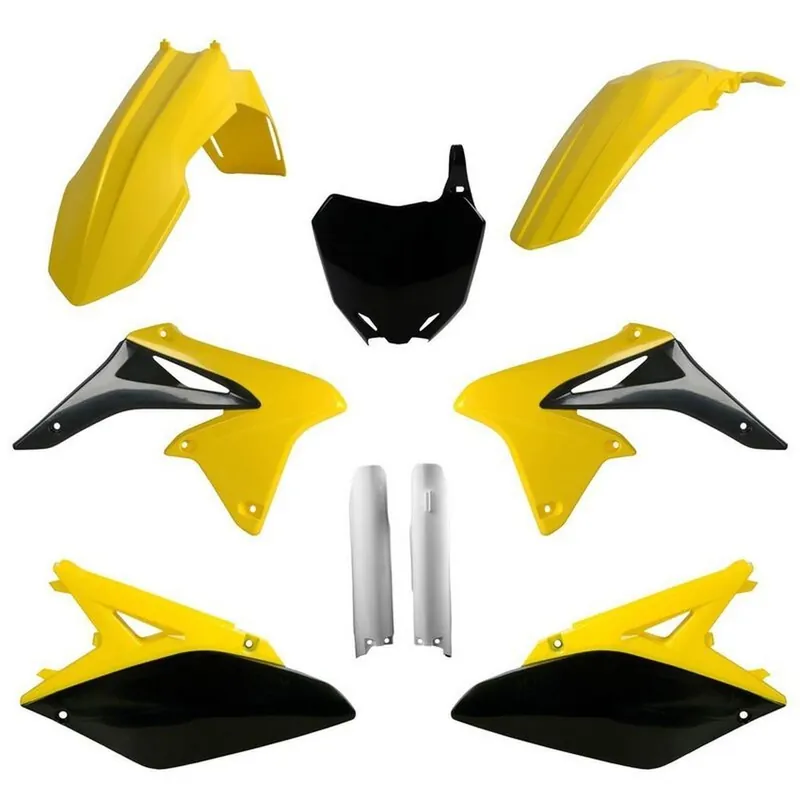 POLISPORT kompletní sada plastů (FULL KIT) SUZUKI RMZ 250 10-18 v sadě tabulka přední (8660400002) i kryty tlumičů (8398300001) barva žlutá bílá černá Limitovaná Edice