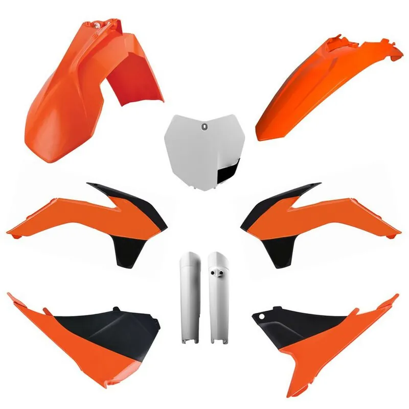 Záruka V Ceně POLISPORT kompletní sada plastů (FULL KIT) KTM SX/SX-F/XC-F 13-14 v sadě tabulka přední (8659100002) a kryty tlumičů (8398500002) barva oranžová