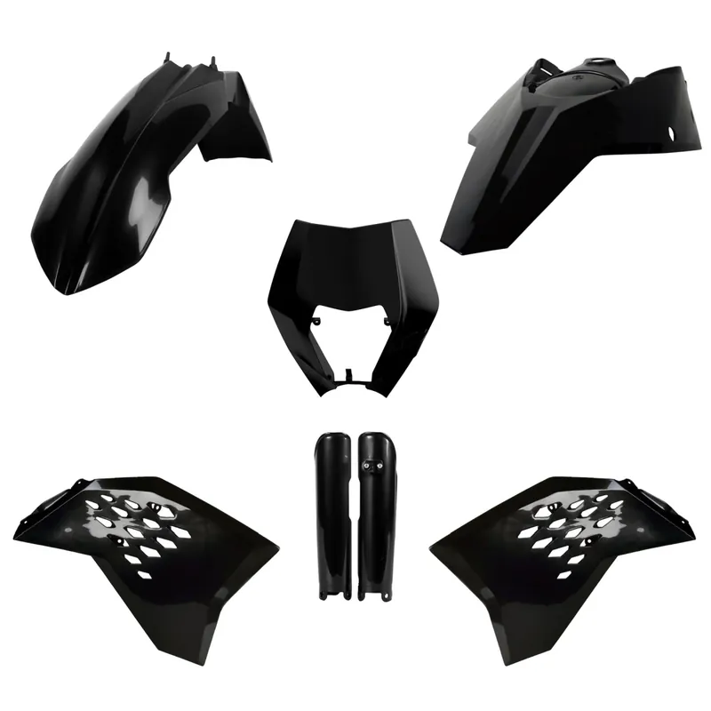 POLISPORT kompletní sada plastů (FULL KIT) KTM EXC/EXC-F 08-11 v sadě tabulka přední (8666700003) a kryty tlumičů (8398500003) barva černá Pouze Dnes