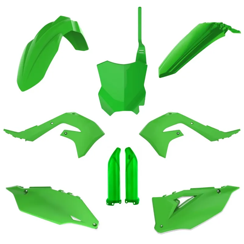 POLISPORT kompletní sada plastů (FULL KIT) KAWASAKI KX 250F 21-24; KX 450F 19-23 v sadě tabulka přední (8665900001) i kryty tlumičů (8351800005) barva zelená Oblíbený