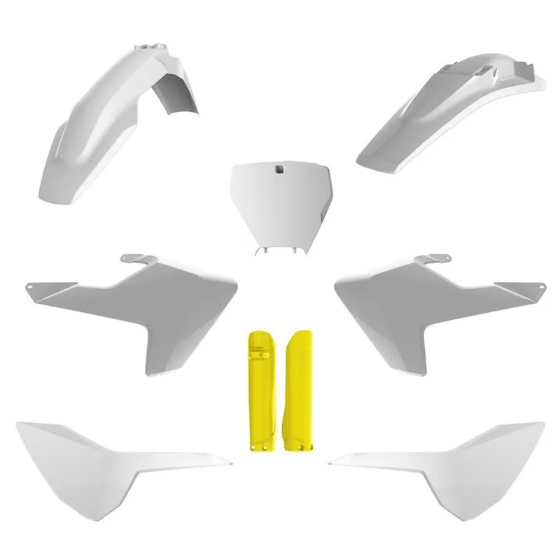 Přímo Od Výrobce POLISPORT kompletní sada plastů (FULL KIT) HUSQVARNA TC/FC 16-18 v sadě tabulka přední (8665800002) i kryty tlumičů (8398900004) barva bílá