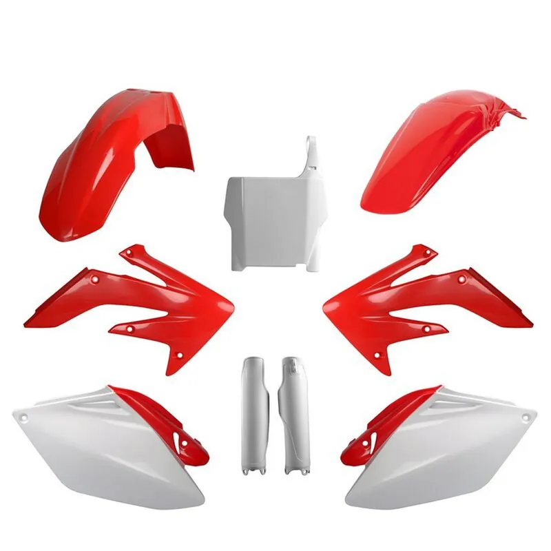 POLISPORT kompletní sada plastů (FULL KIT) HONDA CRF 250R 06-07 v sadě tabulka přední (8661900001) i kryty tlumičů (8351700001) barva červeno bílá OEM Aktuální