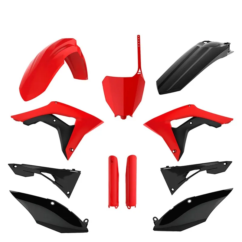 POLISPORT kompletní sada plastů (FULL KIT) HONDA CRF 250R 18-21; CRF 450R 17-20 v sadě tabulka přední (8667200002) i kryty tlumičů (8351900003) barva červená černá Vrácení Zdarma