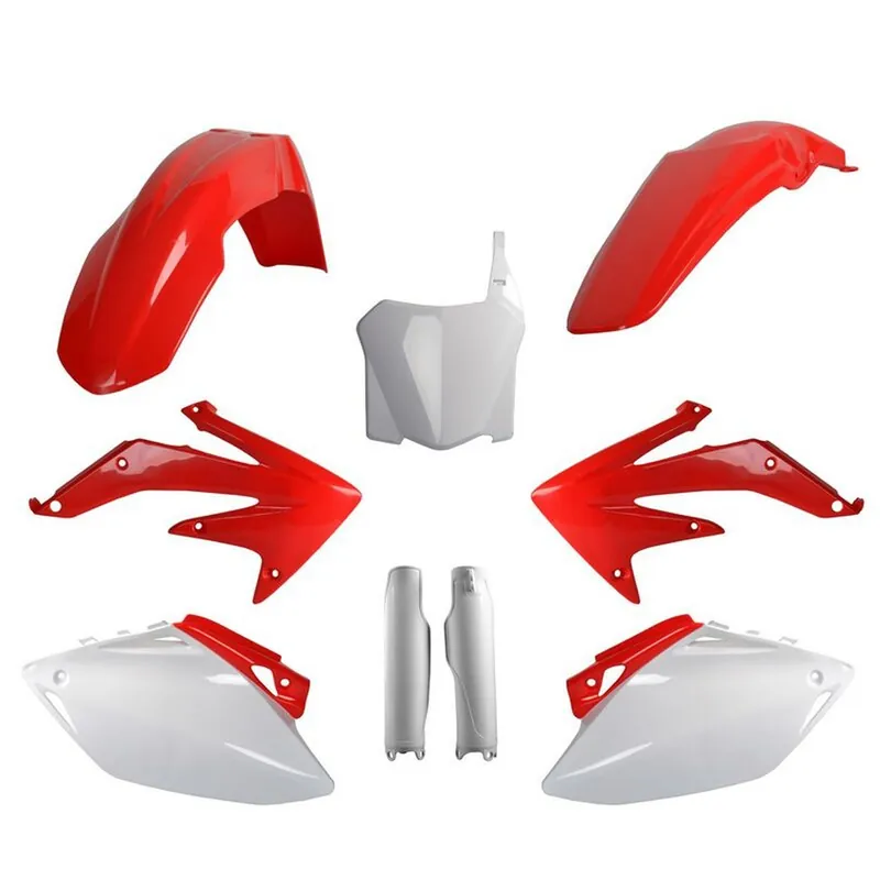 POLISPORT kompletní sada plastů (FULL KIT) HONDA CRF 450R 08 v sadě tabulka přední (8657500001) i kryty tlumičů (8351700001) barva červeno bílá OEM Must-Have