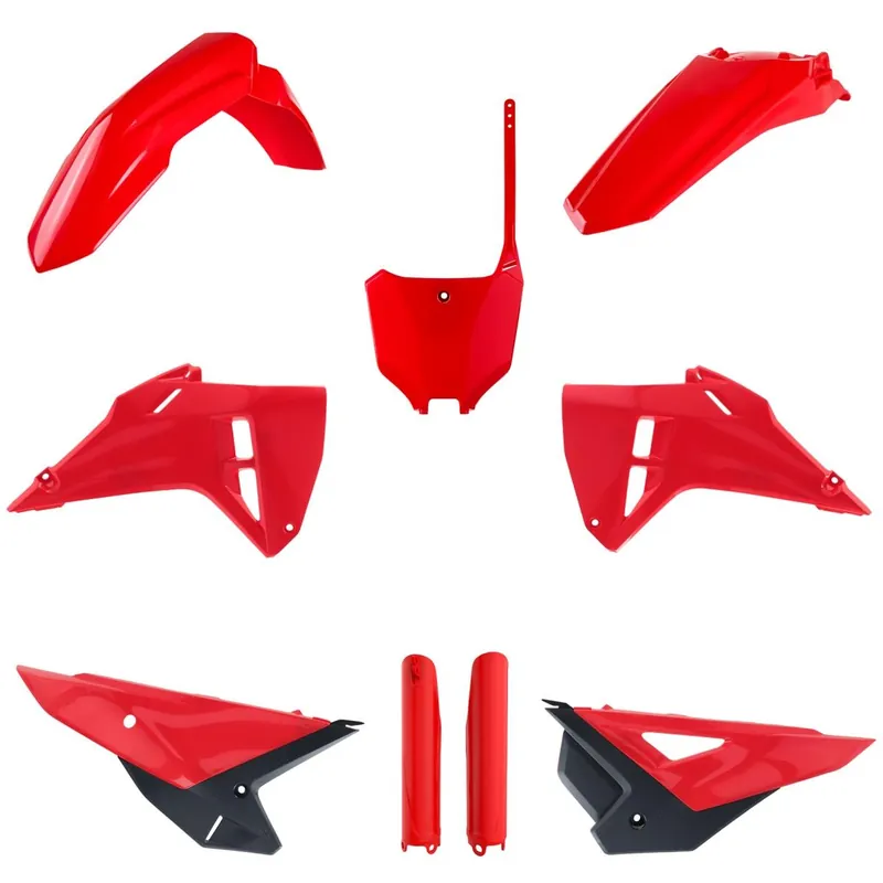 Novinka POLISPORT kompletní sada plastů (FULL KIT) HONDA CRF 250R 25-26; CRF 450R 25-26 v sadě tabulka přední (8670700001) i kryty tlumičů (8351900003) barva červená OEM