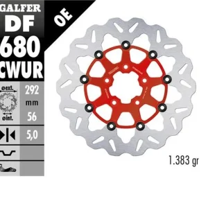 Nová Kolekce GALFER přední brzdový kotouč HARLEY-DAVIDSON (292X56X5) (WAVE) plovoucí barva červená