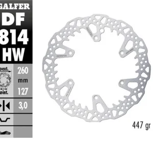 Ruční Výroba GALFER přední brzdový kotouč BETA 250RR 12-24; 300RR 13-24; 350RR 13-24; 400/430/450/480/498 13-24; X-TRAINER 15-24 (260X127X3mm) SHARK ENDURO MX