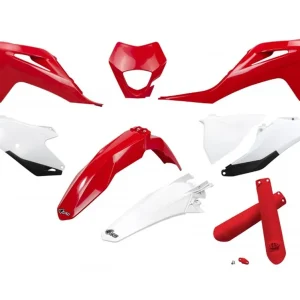 UFO kompletní sada plastů (FULL KIT) s kryty tlumičů GAS GAS EC / EC-F 250 / 300 / 350 21-23 barva červená bílá Originální