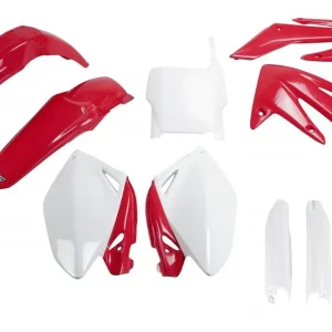 Sleva UFO kompletní sada plastů (FULL KIT) s kryty tlumičů HONDA CRF 250R 06-07 barva (červená/bílá) (HO105E999)