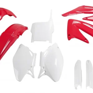 Must-Have UFO kompletní sada plastů (FULL KIT) s kryty tlumičů HONDA CRF 450 R 04 barva (červená/bílá) (HO107E999)