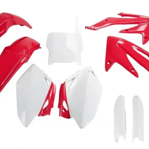 Ihned K Objednání UFO kompletní sada plastů (FULL KIT) s kryty tlumičů HONDA CRF 450 R 05-06 barva (červená/bílá) (HO108E999)