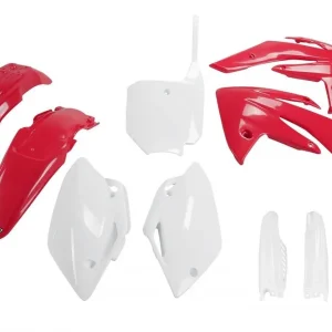 Bezpečná Platba UFO kompletní sada plastů (FULL KIT) s kryty tlumičů HONDA CRF 150 07-17 barva (červená/bílá) (HO111E999)