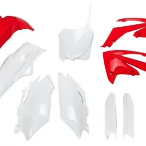 Víkendová Akce UFO kompletní sada plastů (FULL KIT) s kryty tlumičů HONDA CRF 250R 11-13, CRF 450R 11-12 barva (červená/bílá) (HO115E999)