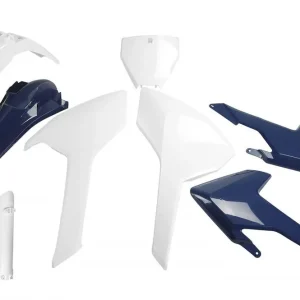 UFO kompletní sada plastů (FULL KIT) s kryty tlumičů HUSQVARNA TC/FC 125/250/300/350/450 16-18 (kromě TC 250 16) barva 16 (bílá/světle modrý) (HU616E999) Rychlé Dodání