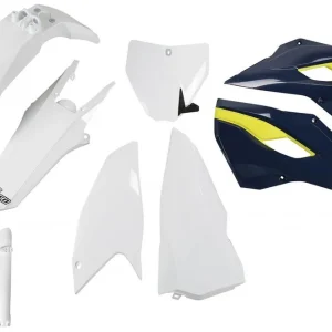 UFO kompletní sada plastů (FULL KIT) s kryty tlumičů HUSQVARNA TC 250 16, barva (bílá/světle modrý) (HU617E999) Akce