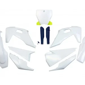 Zlevněný UFO kompletní sada plastů (FULL KIT) s kryty tlumičů HUSQVARNA TC 125/250 19-22, FC 250/350/450 19-22 barva 22 (bílá)